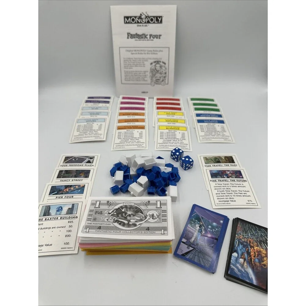 Monopoly Fantastic‎ Four Edition PARTS Hotels Houses Deeds Rules Money Dice